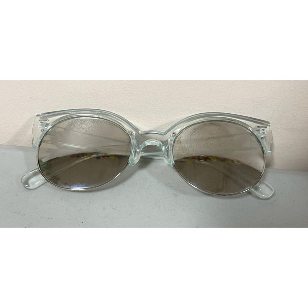 Clear Translucent Round Browline Clubmaster Ombr … - image 1